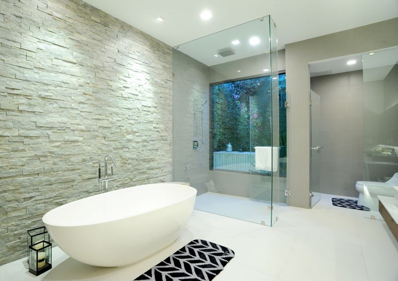 Bathroom renovation with modern bathtub